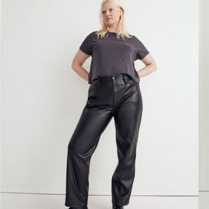 Madewell The Perfect Vintage Straight Jean: Faux Leather Edition Black Size 30